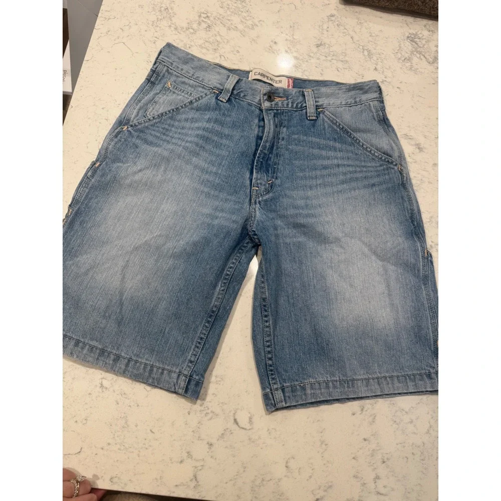 Levis Carpenter Denim Shorts Light Wash Baggy Skater Utility short W32 10 Inseam